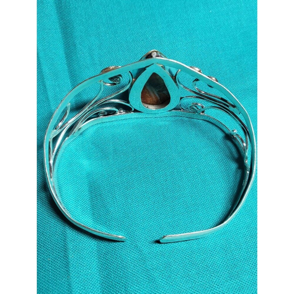 Sterling Silver Oyster Copper Turquoise Cuff Bangle - Picture 2 of 5